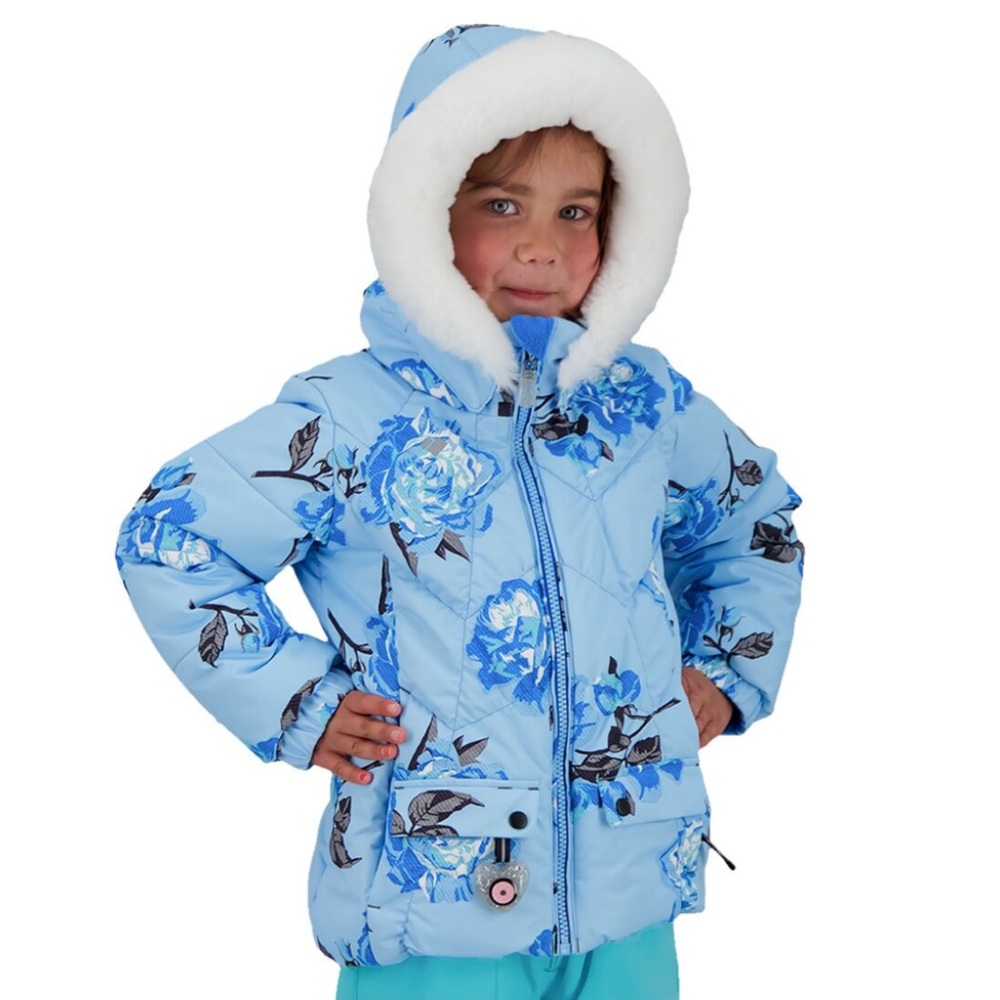 Obermeyer Light Blue Floral Ski Jacket EUC 7